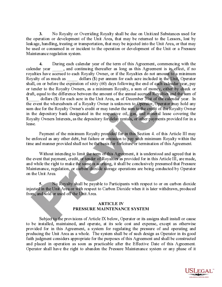 Get Carbon Dioxide Storage and Secondary Recovery Unit Agreement Preview Carbon Dioxide Storage and Secondary Recovery Unit Agreement
