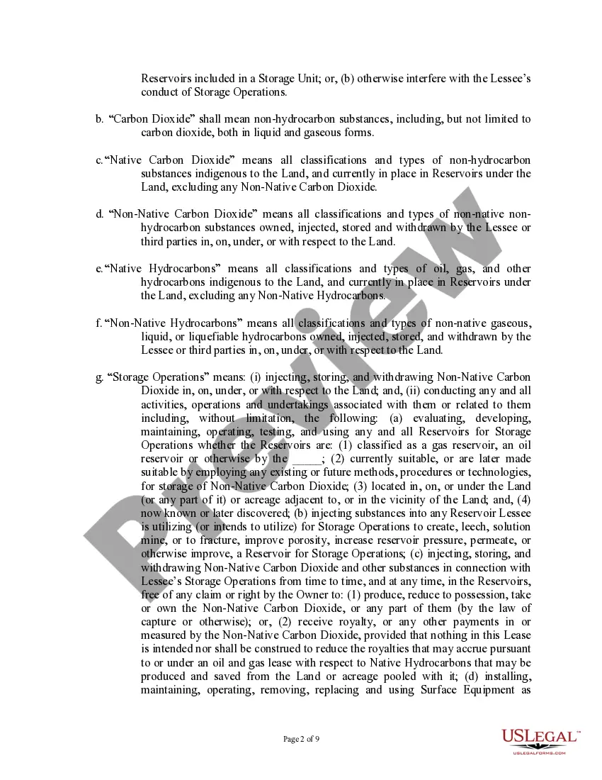 Get Carbon Dioxide Storage Lease (with Landowner) Preview Carbon Dioxide Storage Lease (with Landowner)