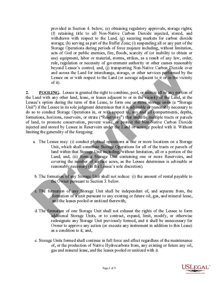 Get Carbon Dioxide Storage Lease (with Landowner) Preview Carbon Dioxide Storage Lease (with Landowner)