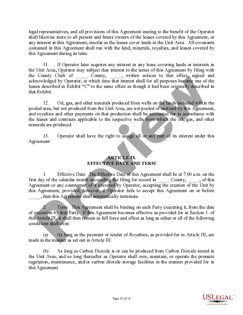 Get Carbon Dioxide Storage Unit Agreement Preview Carbon Dioxide Storage Unit Agreement