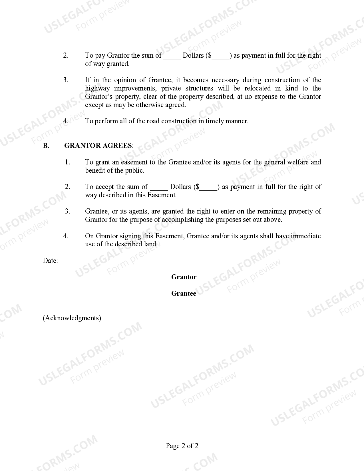 Easement and Agreement for Highway Purposes US Legal Forms