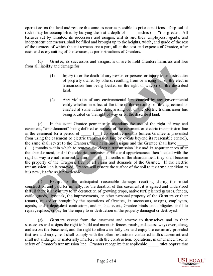 Get Easement and Right of Way (For Electrical Transmission Lines - Long Form) Preview Easement and Right of Way (For Electrical Transmission Lines - Long Form)