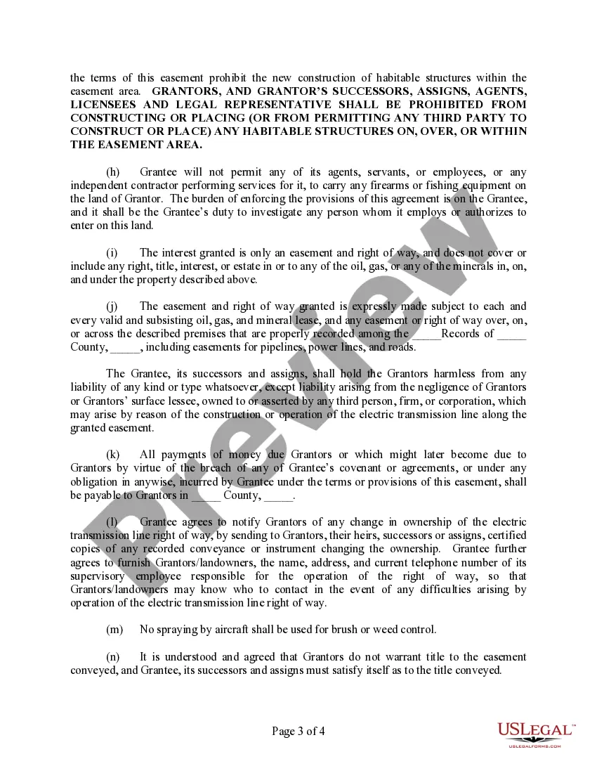 Get Easement and Right of Way (For Electrical Transmission Lines - Long Form) Preview Easement and Right of Way (For Electrical Transmission Lines - Long Form)