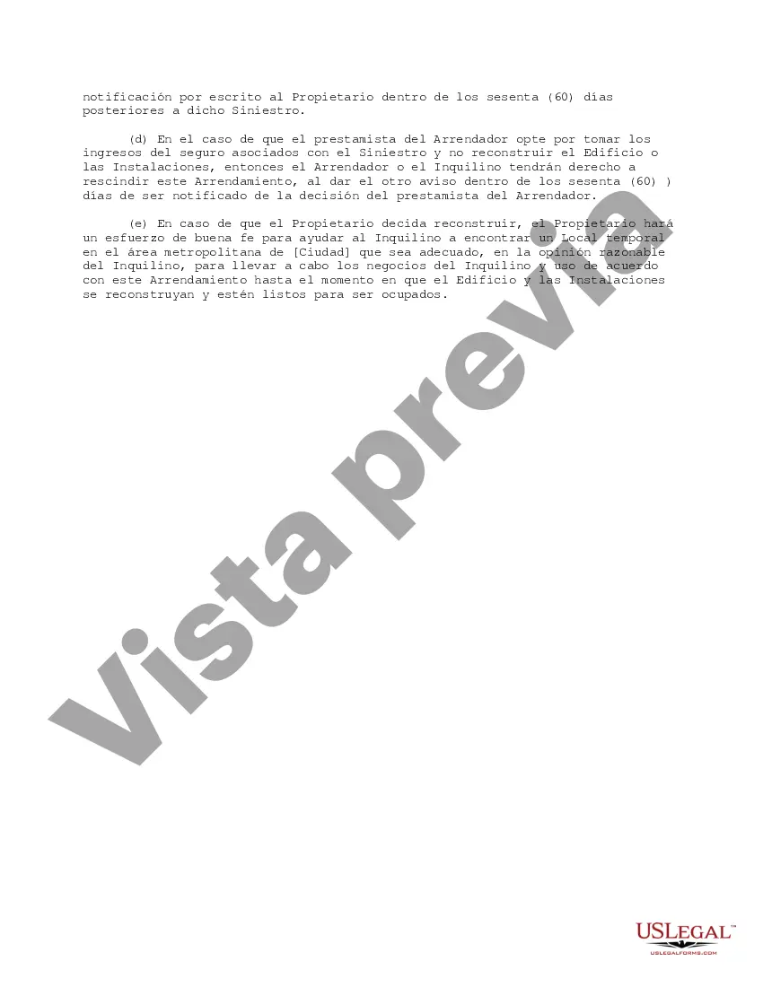Preview Cláusula de Destrucción Contrato de Arrendamiento de Ciudad de Forma Corta
