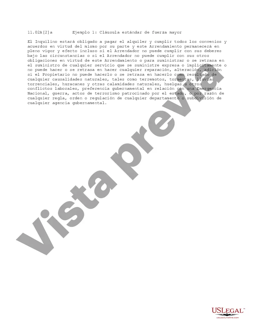 Preview Cláusula estándar de fuerza mayor