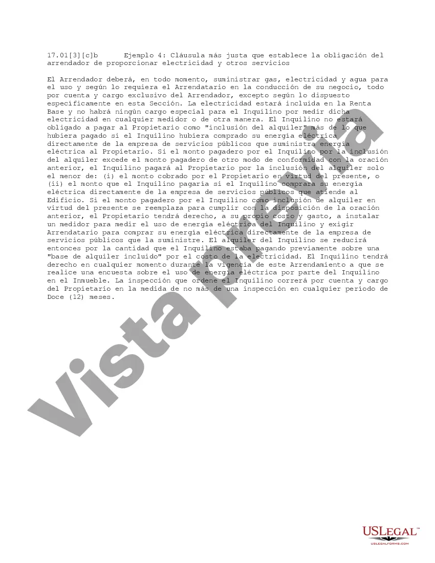 Preview Cláusula más justa que establece la obligación del propietario de proporcionar servicios eléctricos y otros