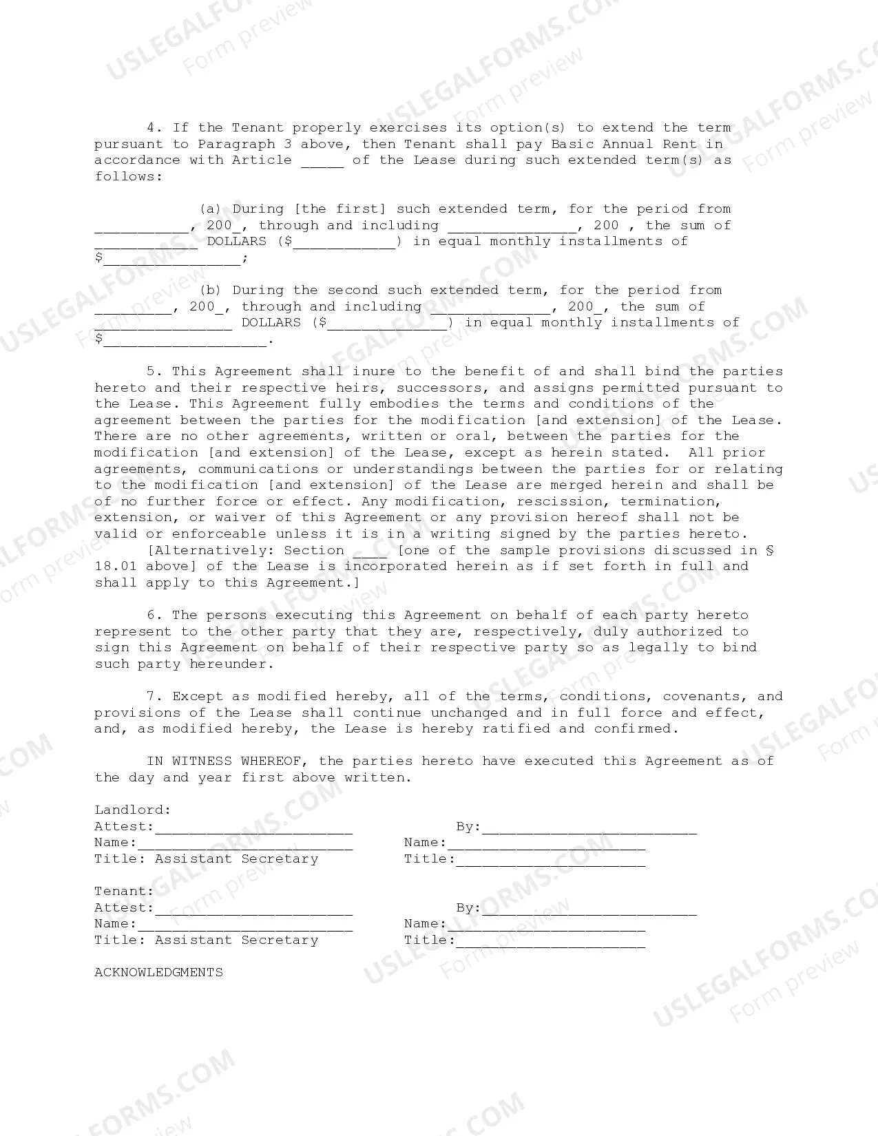 Preview Commercial Lease Modification Agreement