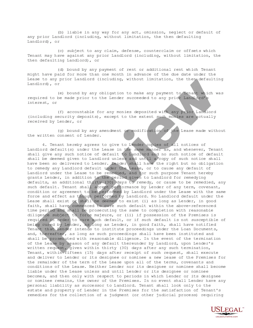 Preview Subordination of Mortgage and Attornment Agreement