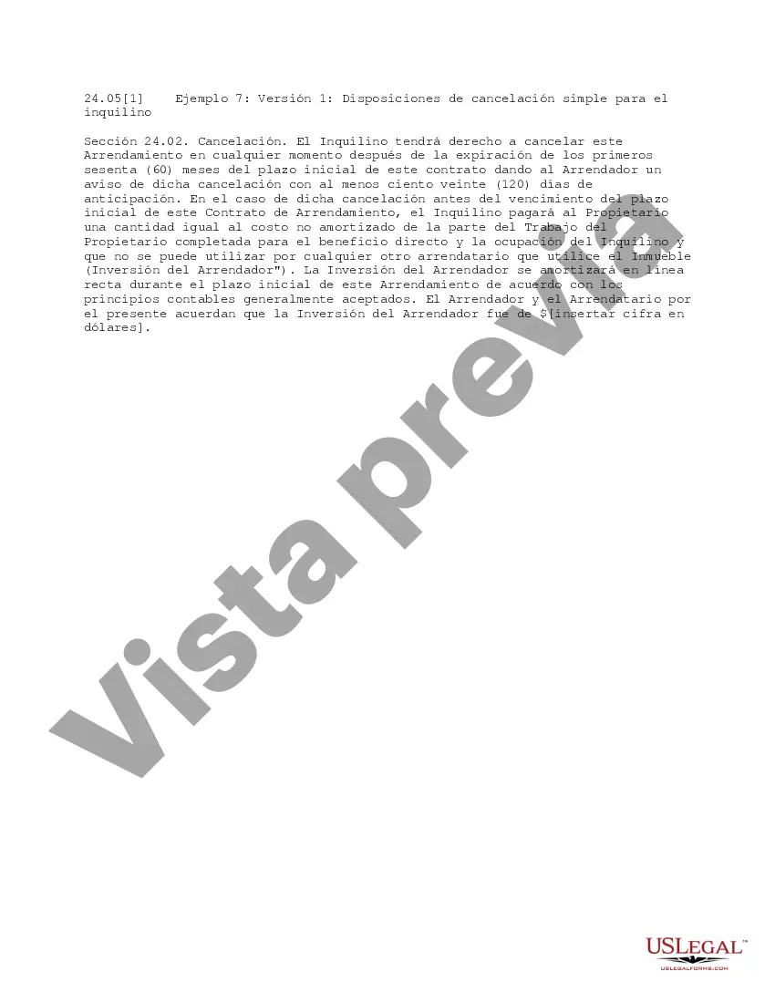 Preview Disposiciones de cancelación simple para el inquilino