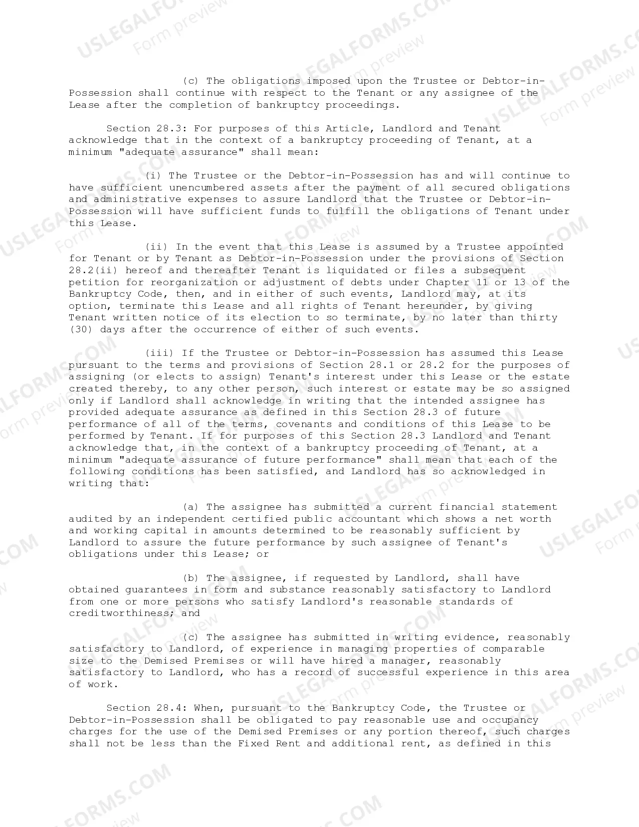 Preview Landlord Bankruptcy Clause