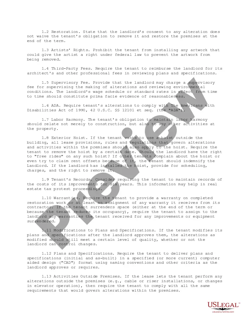 Preview Landlord Checklist of Silent Lease Issues