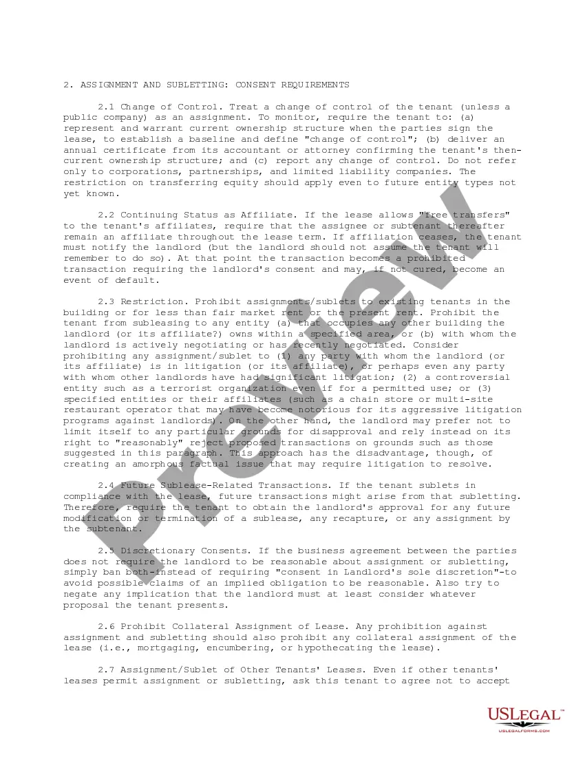 Preview Landlord Checklist of Silent Lease Issues