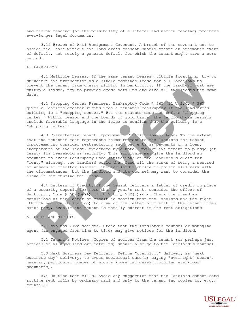 Preview Landlord Checklist of Silent Lease Issues