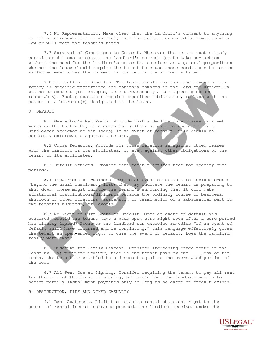 Preview Landlord Checklist of Silent Lease Issues