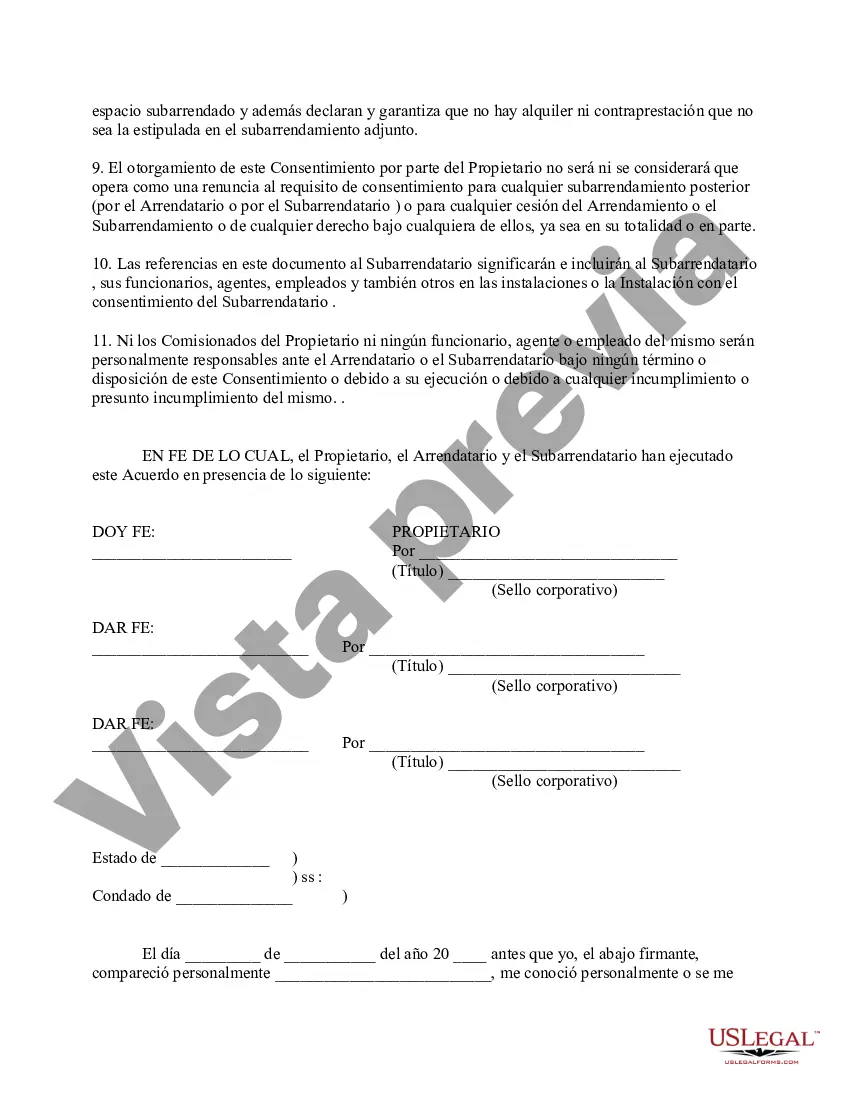 Preview Consentimiento del propietario para subarrendar