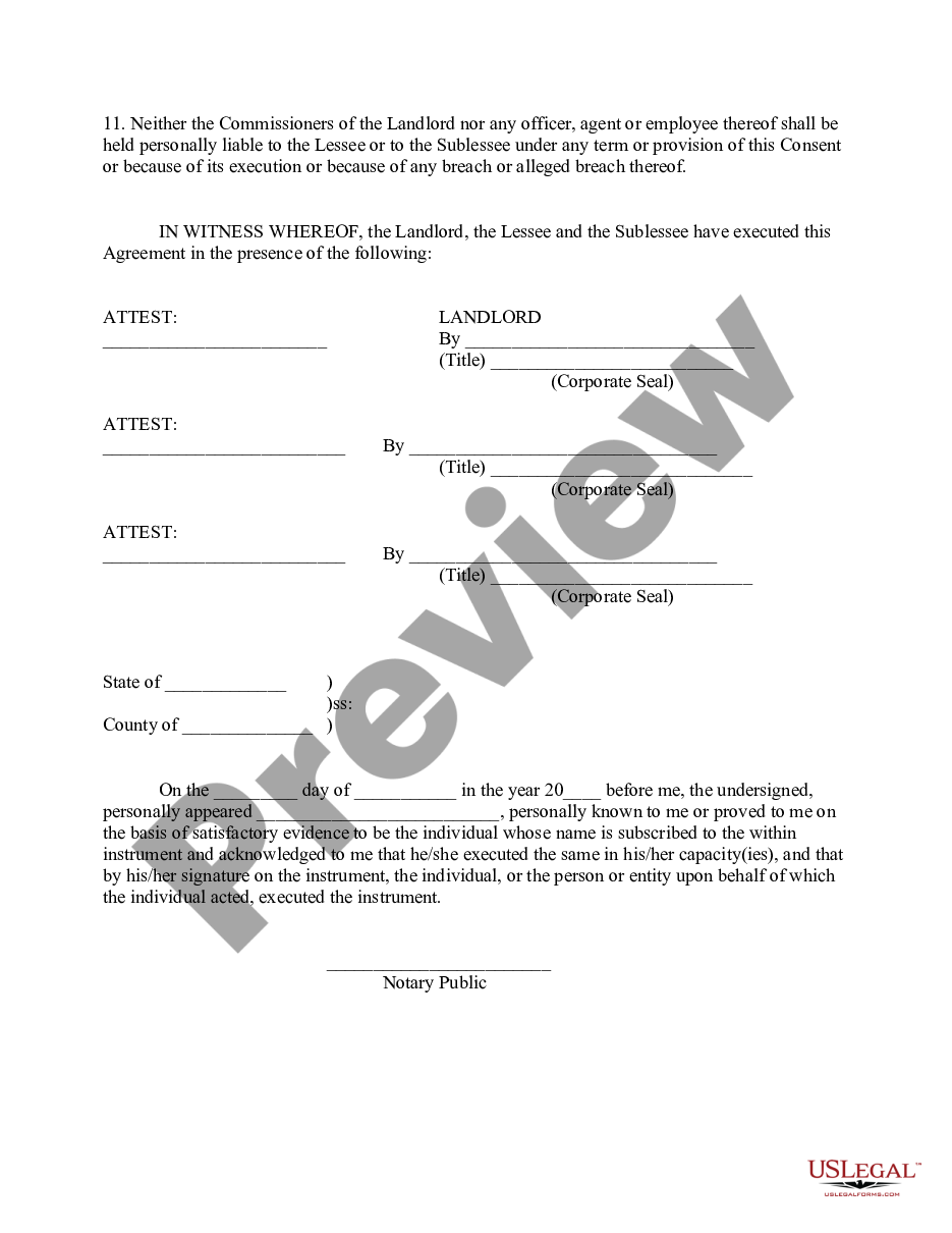 page 2 Landlord Consent to Sublease preview