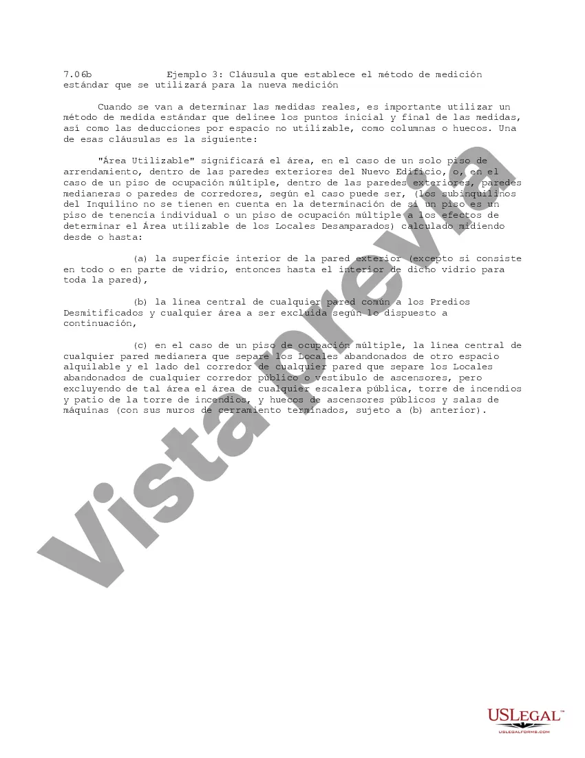 Preview Cláusula que establece el método de medición estándar que se utilizará para la nueva medición