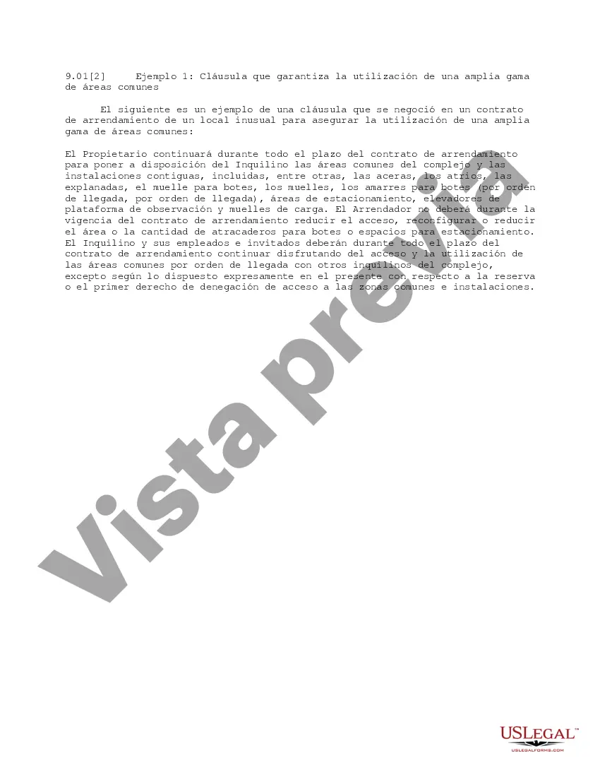 Preview Cláusula que Asegura la Utilización de una Amplia Gama de Áreas Comunes