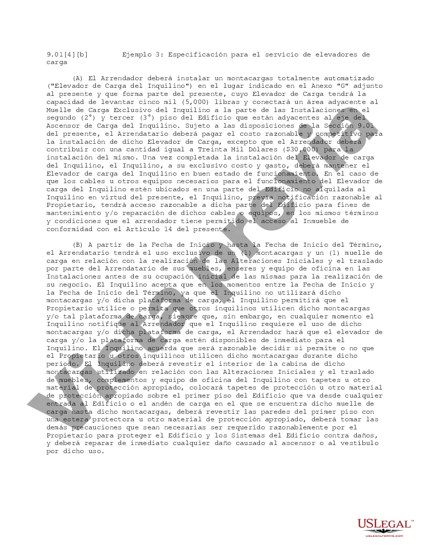 Preview Especificación para el servicio de elevador de carga