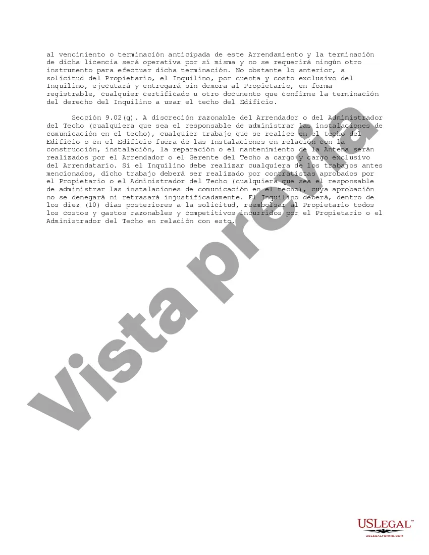 Preview Cláusula Relativa a la Instalación, Mantenimiento, Uso y Operación de Equipos de Comunicaciones Cuando Hay un Encargado de la Azotea
