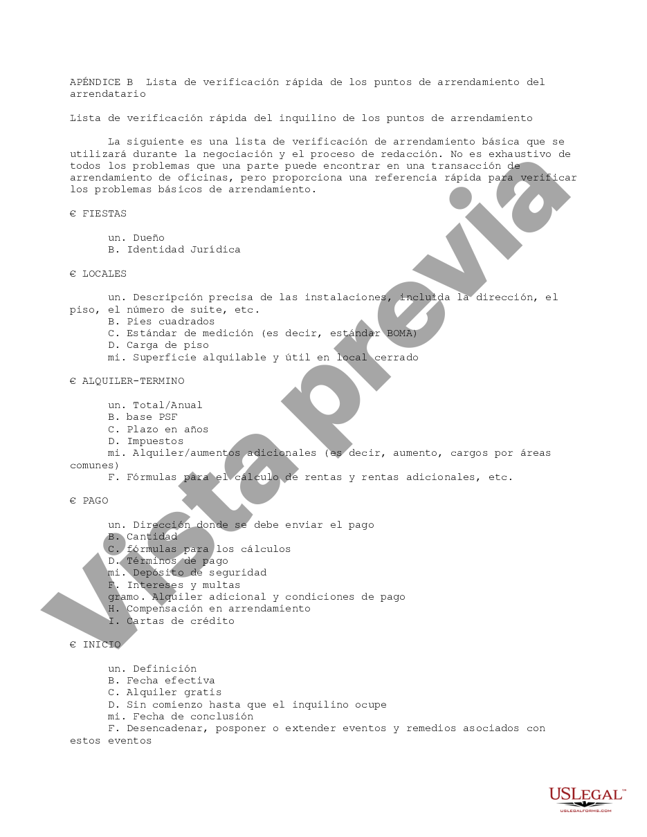 Phoenix Arizona Lista De Verificación Rápida Del Inquilino De Los Puntos De Arrendamiento Us 1587