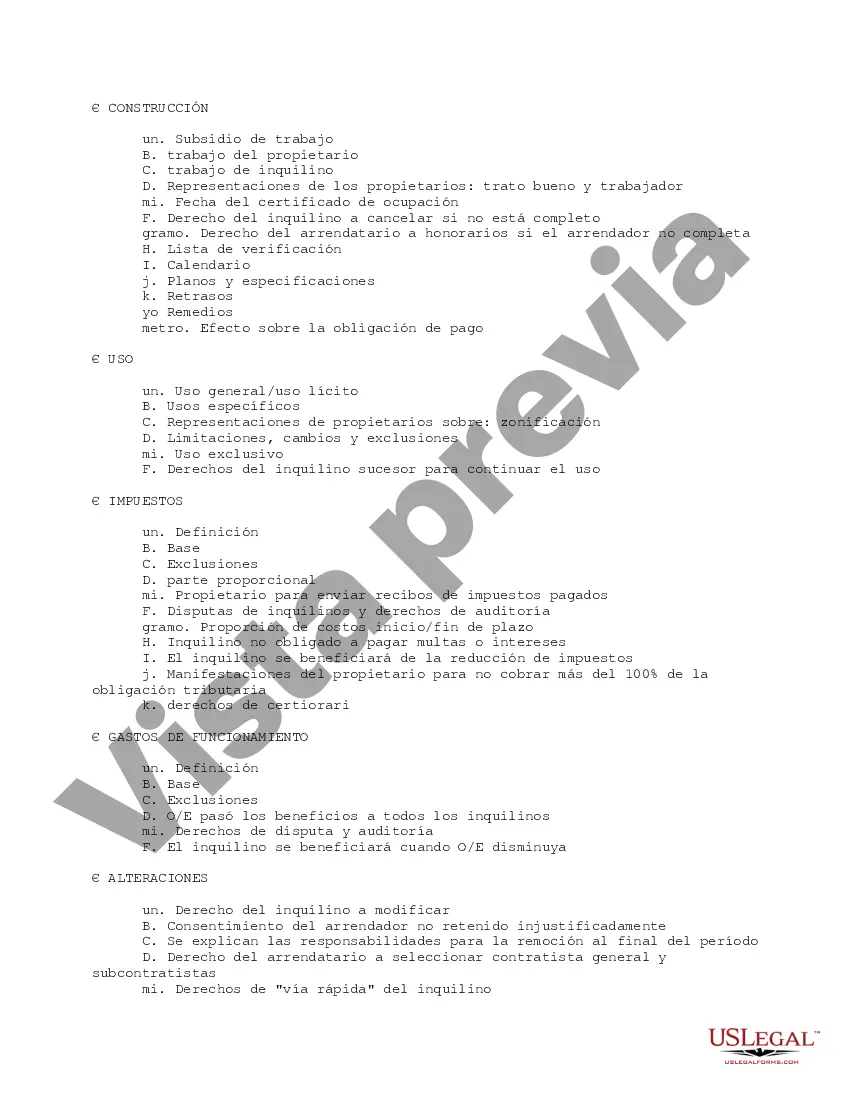 Preview Lista de verificación rápida del inquilino de los puntos de arrendamiento