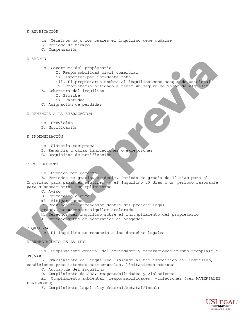 Preview Lista de verificación rápida del inquilino de los puntos de arrendamiento