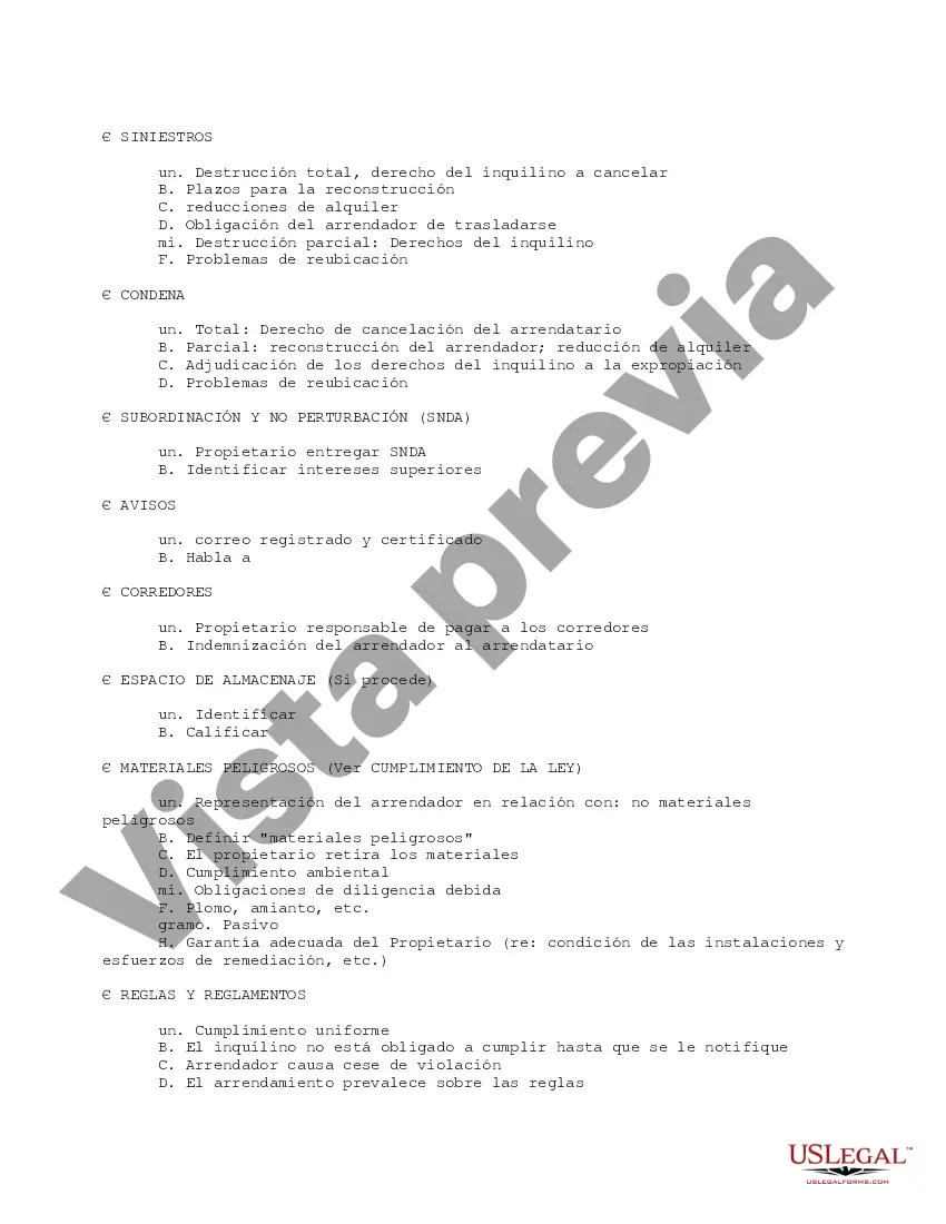 Preview Lista de verificación rápida del inquilino de los puntos de arrendamiento