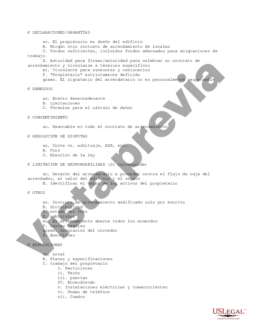 Preview Lista de verificación rápida del inquilino de los puntos de arrendamiento