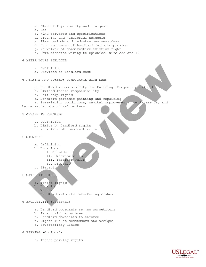 Get Tenant Quick Checklist of Lease Points Preview Tenant Quick Checklist of Lease Points