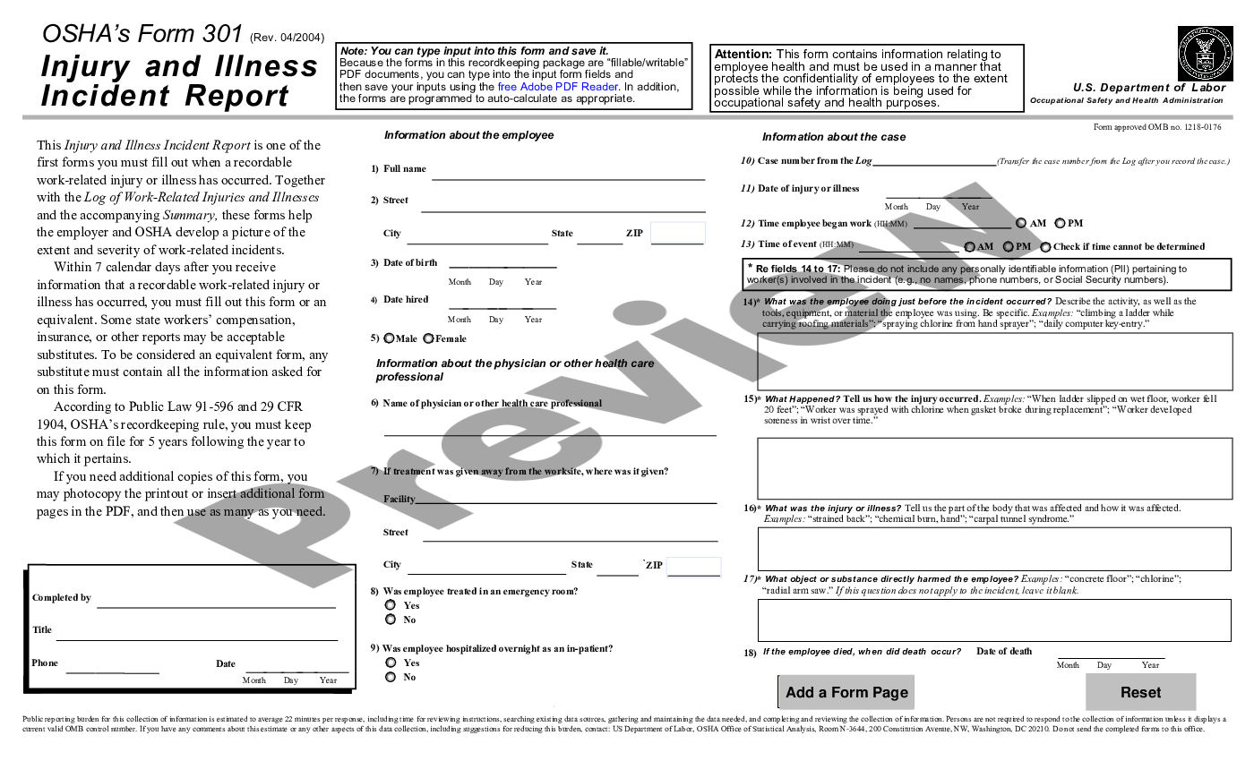 Osha forms for recording work oshas form 300a summary of work related