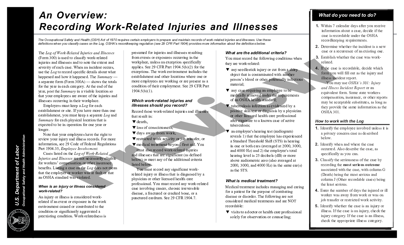 OSHA Forms for Recording Work - Osha 300a Log Example | US Legal Forms