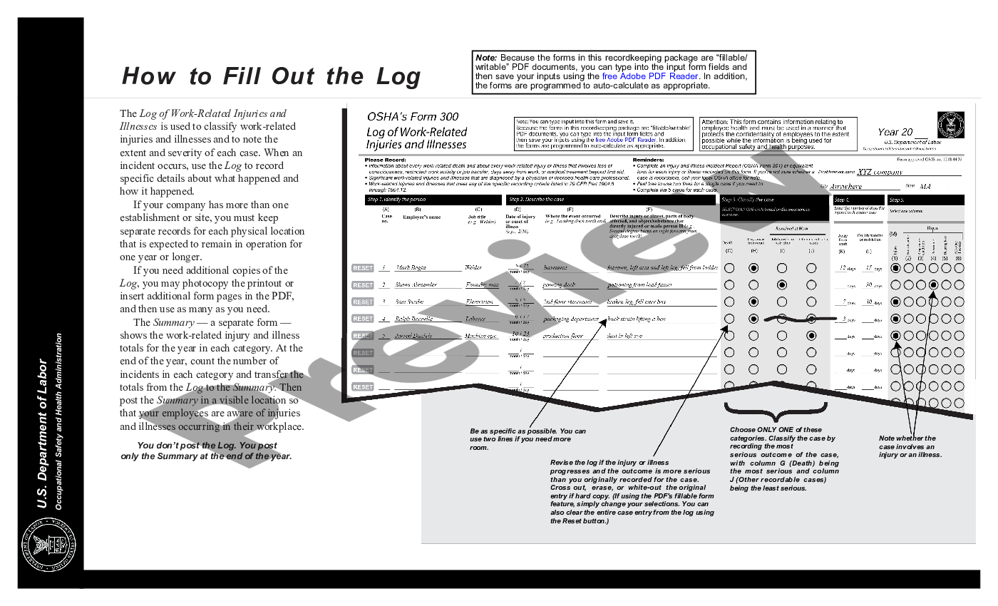 OSHA Forms For Recording Work - Oshas Form 300a Summary Of Work Related ...