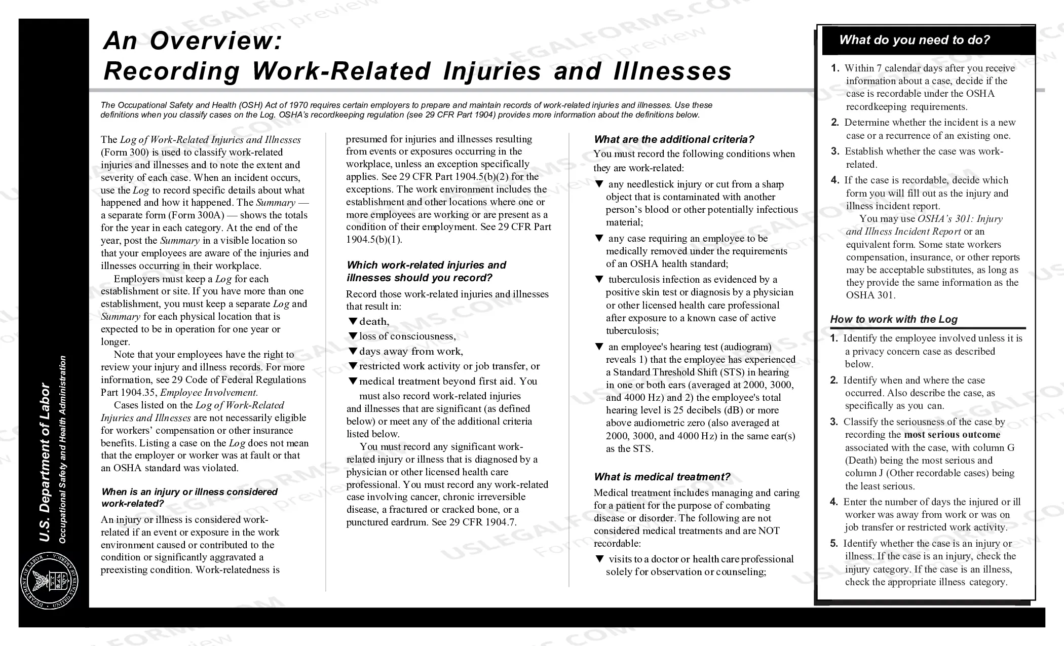 Preview OSHA Forms for Recording Work-Related Injuries and Illnesses