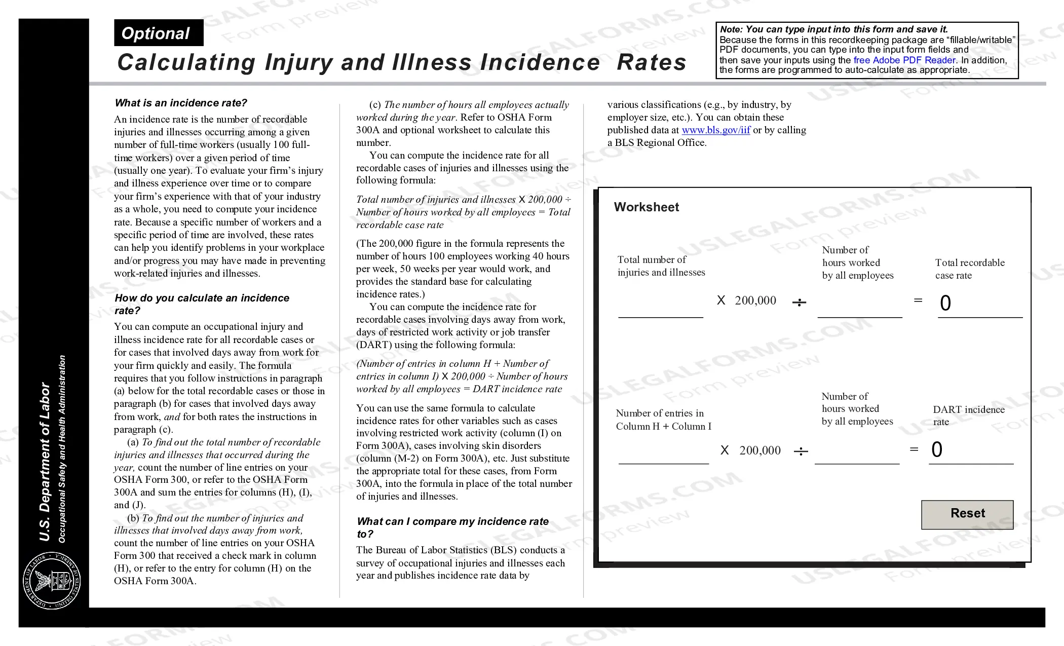 Preview OSHA Forms for Recording Work-Related Injuries and Illnesses