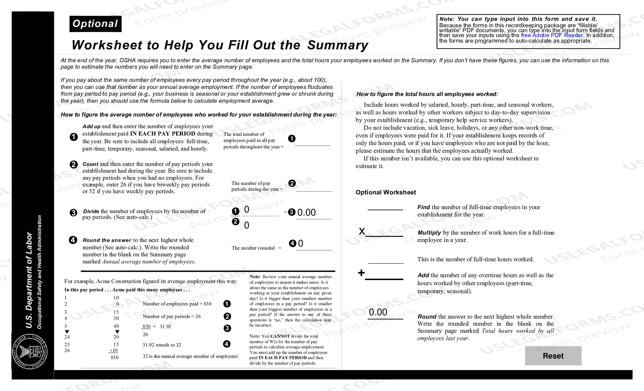 Preview OSHA Forms for Recording Work-Related Injuries and Illnesses
