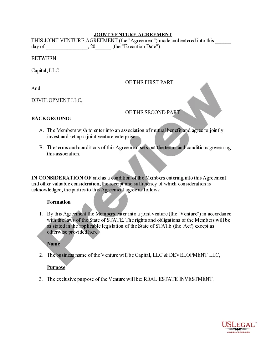 Preview Joint Venture Agreement