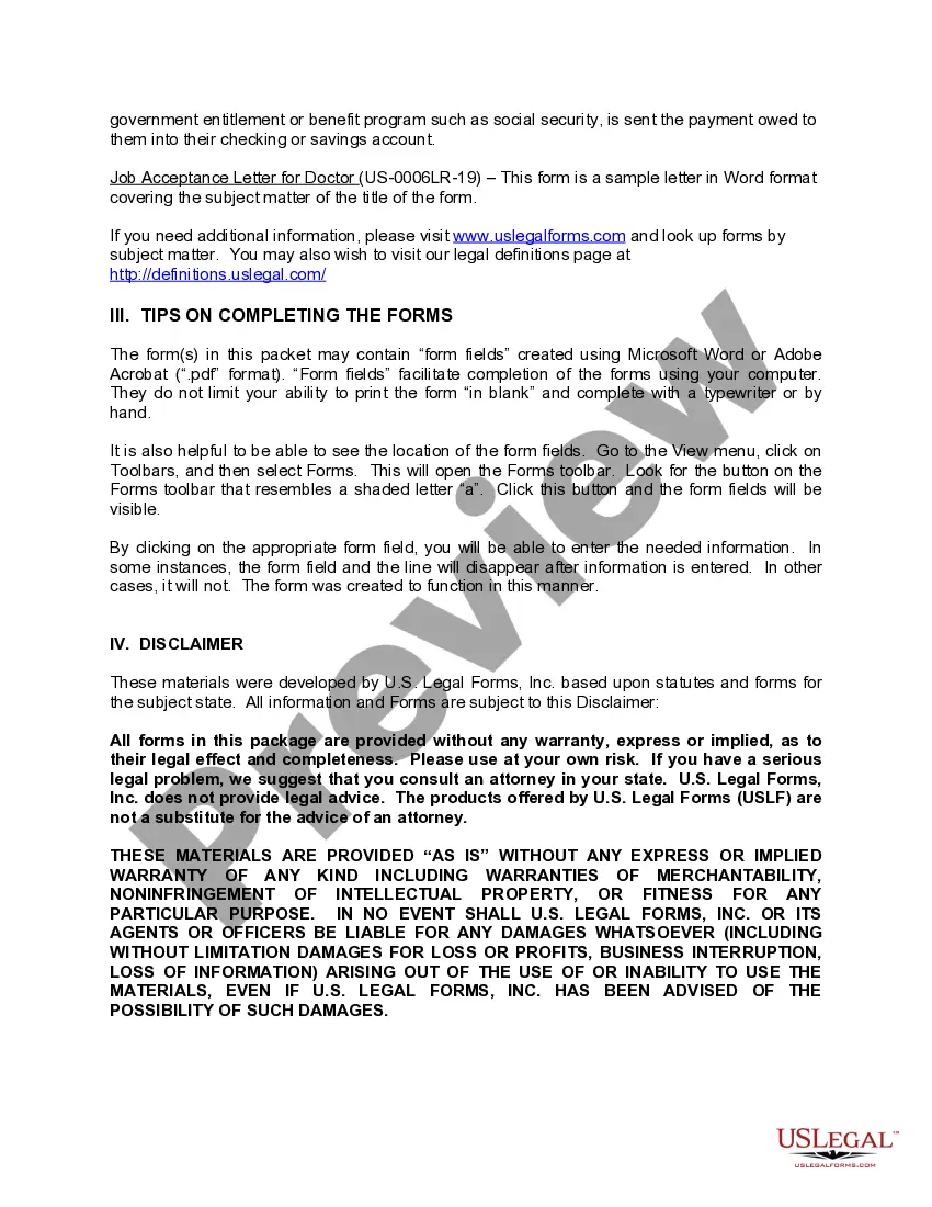 Get Employment Application and Job Offer Package for a Doctor Preview Employment Application and Job Offer Package for a Doctor