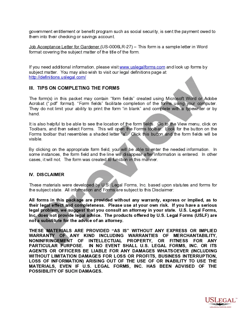 Get Employment Application and Job Offer Package for a Gardner Preview Employment Application and Job Offer Package for a Gardner