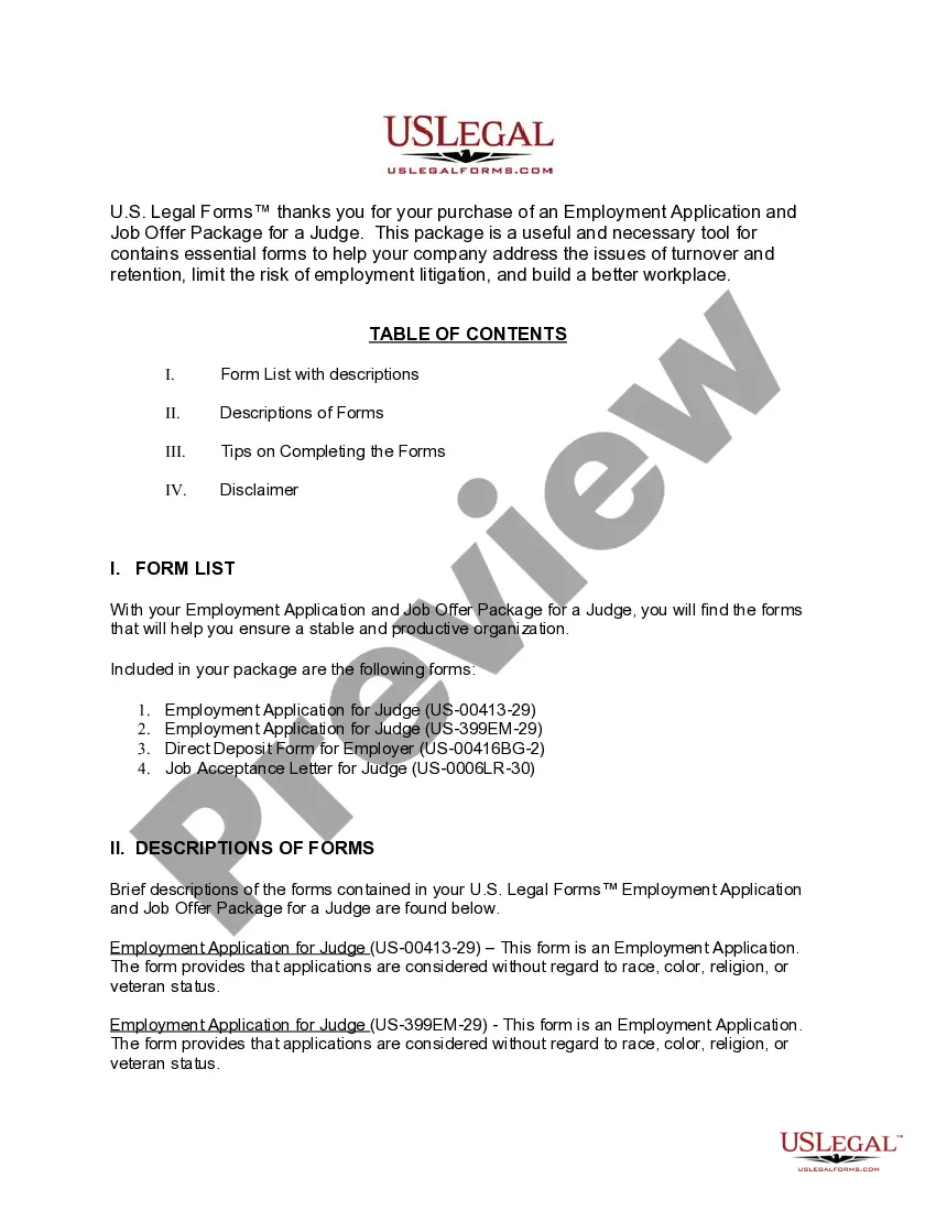 Get Employment Application and Job Offer Package for a Judge Preview Employment Application and Job Offer Package for a Judge