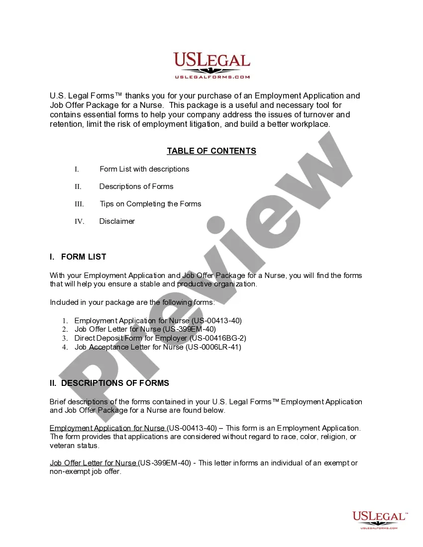 Get Employment Application and Job Offer Package for a Nurse Preview Employment Application and Job Offer Package for a Nurse