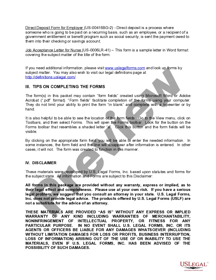 Get Employment Application and Job Offer Package for a Nurse Preview Employment Application and Job Offer Package for a Nurse