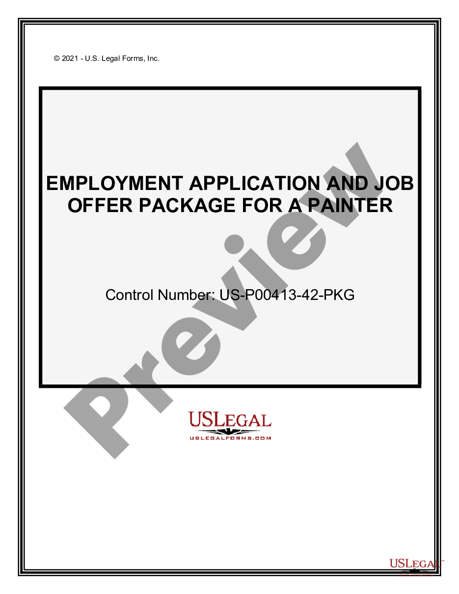 page 0 Employment Application and Job Offer Package for a Painter preview