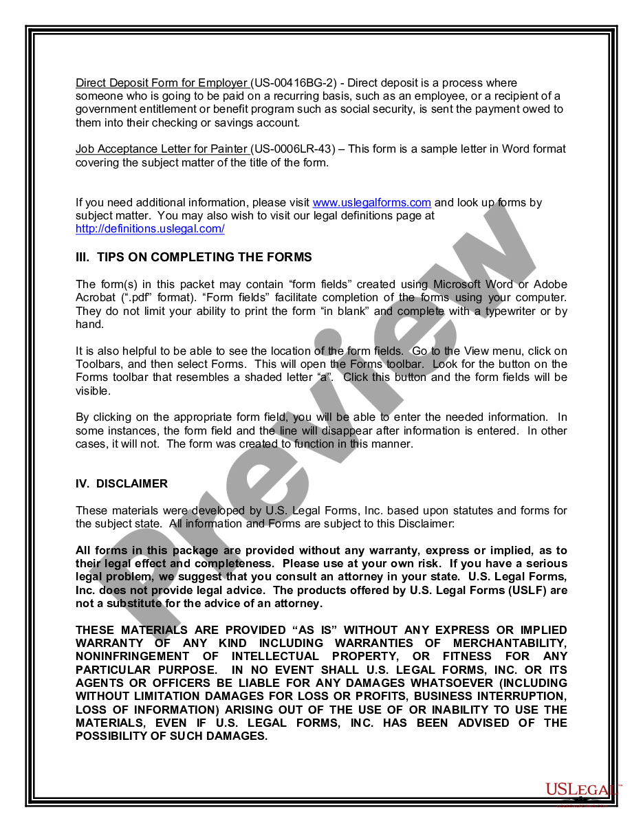 page 2 Employment Application and Job Offer Package for a Painter preview
