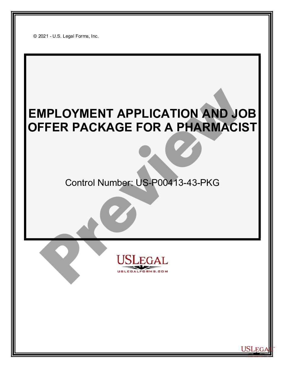 page 0 Employment Application and Job Offer Package for a Pharmacist preview