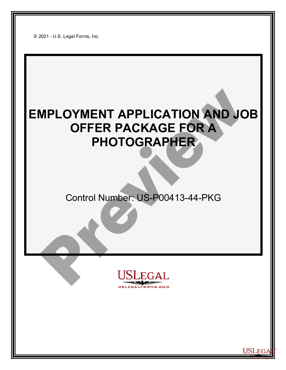 page 0 Employment Application and Job Offer Package for a Photographer preview