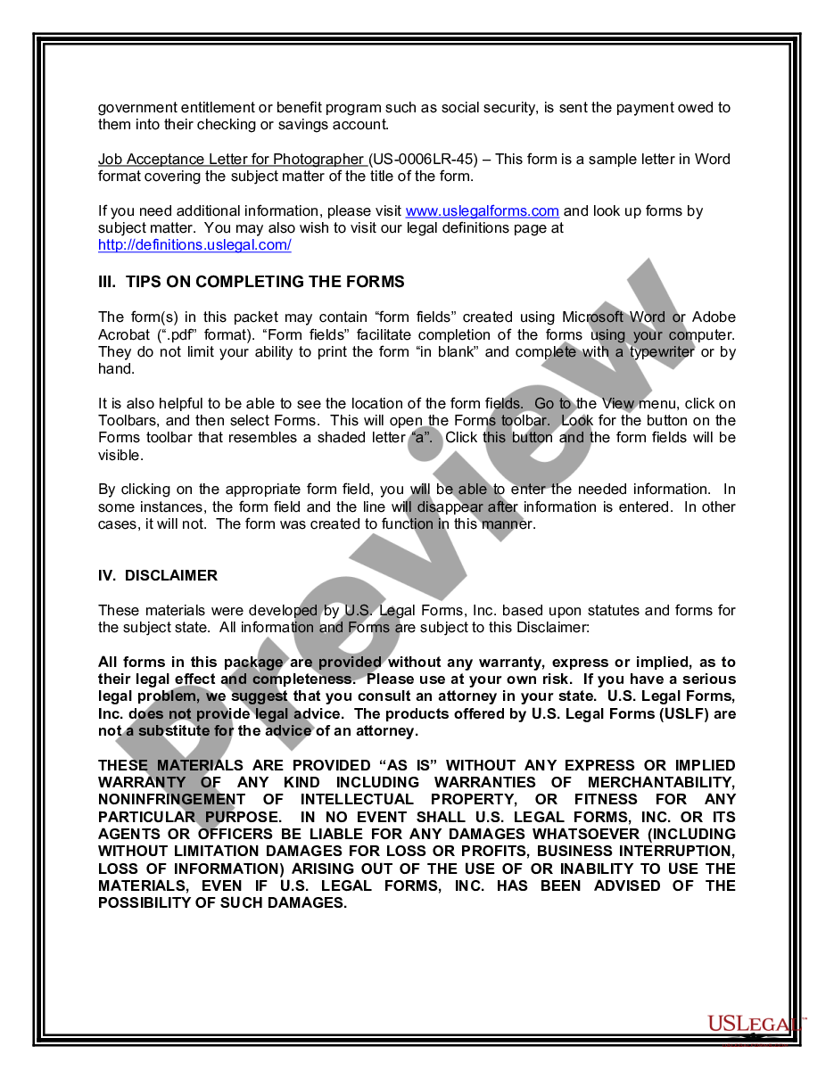 page 2 Employment Application and Job Offer Package for a Photographer preview