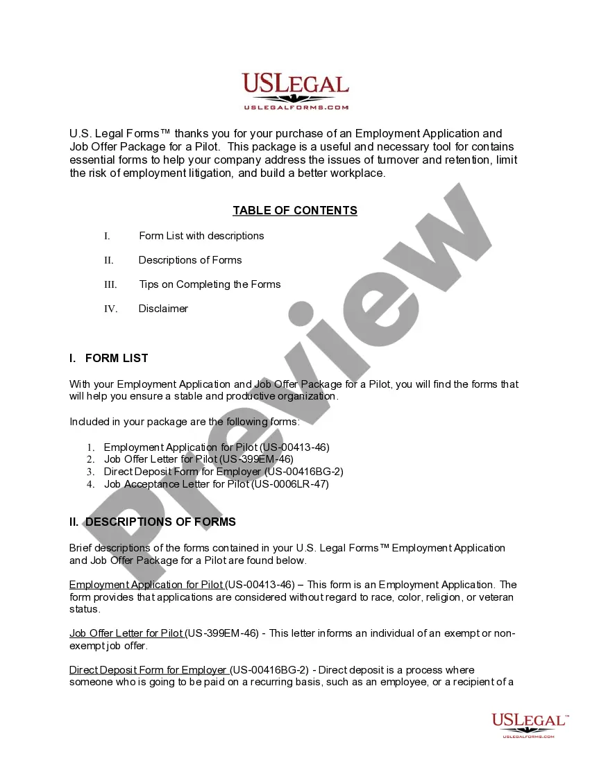 Get Employment Application and Job Offer Package for a Pilot Preview Employment Application and Job Offer Package for a Pilot