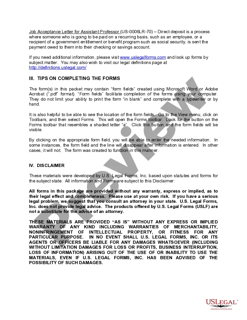 Get Employment Application and Job Offer Package for an Assistant Professor Preview Employment Application and Job Offer Package for an Assistant Professor