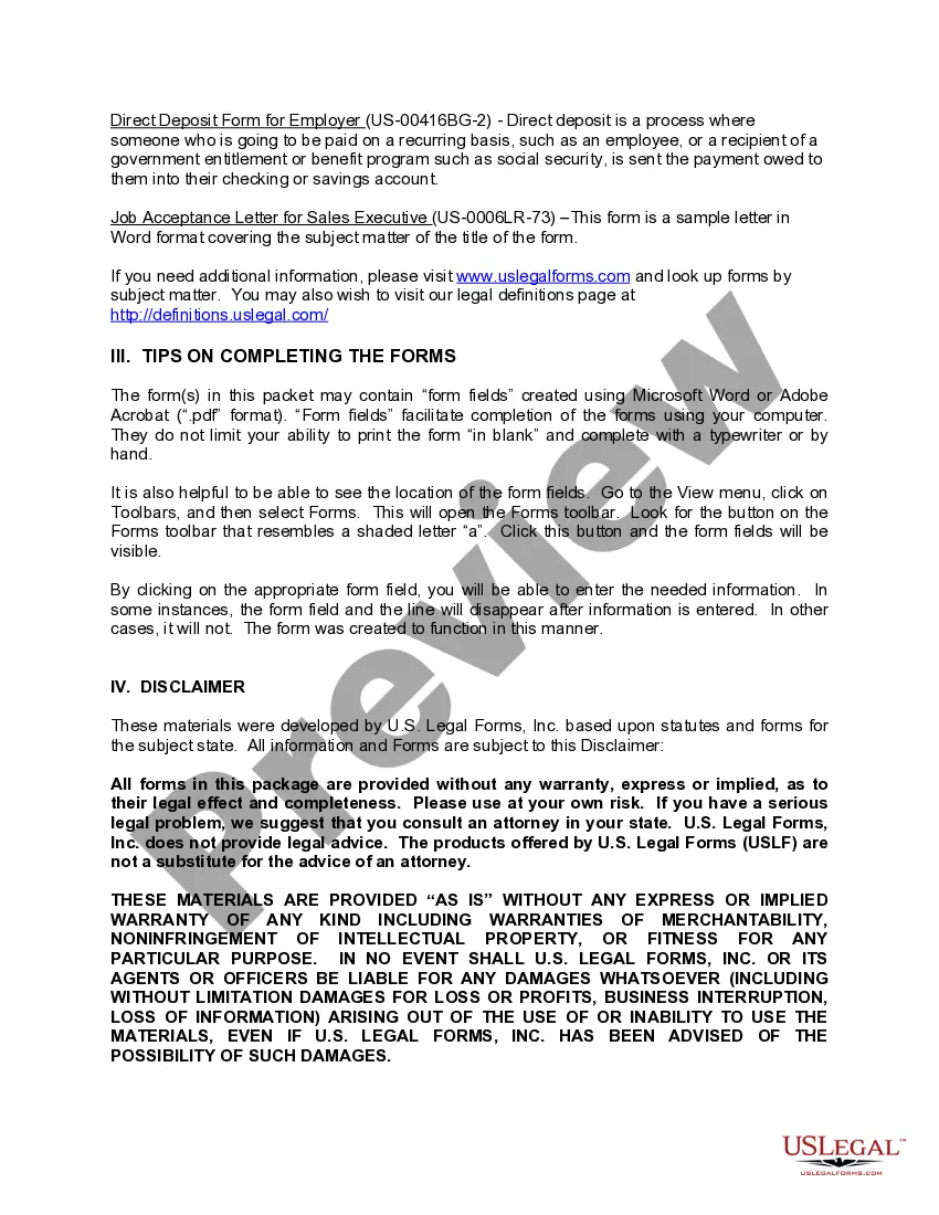 Get Employment Application and Job Offer Package for a Sales Executive Preview Employment Application and Job Offer Package for a Sales Executive